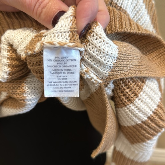 Faherty white tan polo neck sweater - Picture 4 of 4